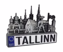 Metallist figuur plaadiga Tallinn